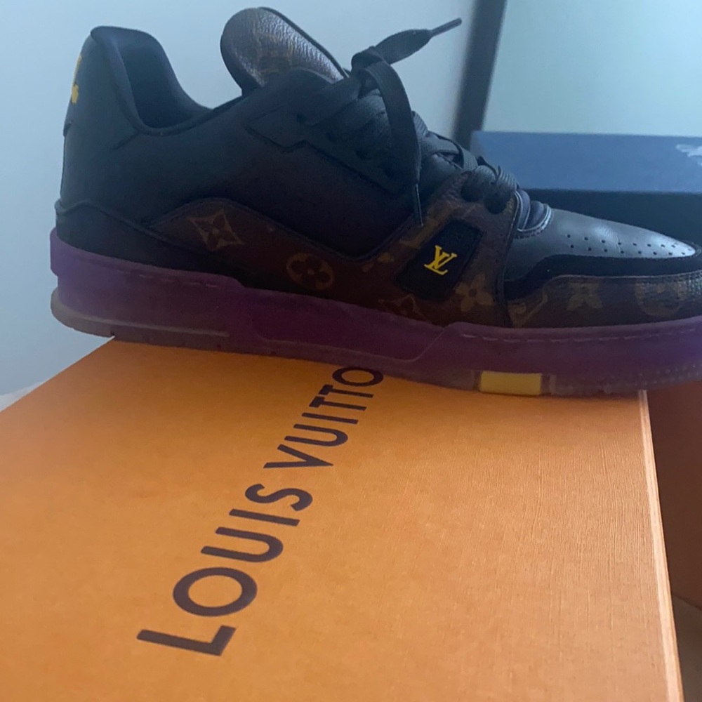 Louis Vuitton trainer monagram purple.